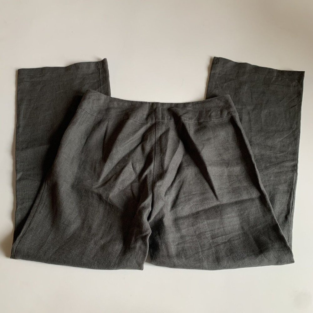 Eileen Fisher 100% Linen Pants Gray Comfort Casual Lightweight Size 10 - Picture 3 of 7
